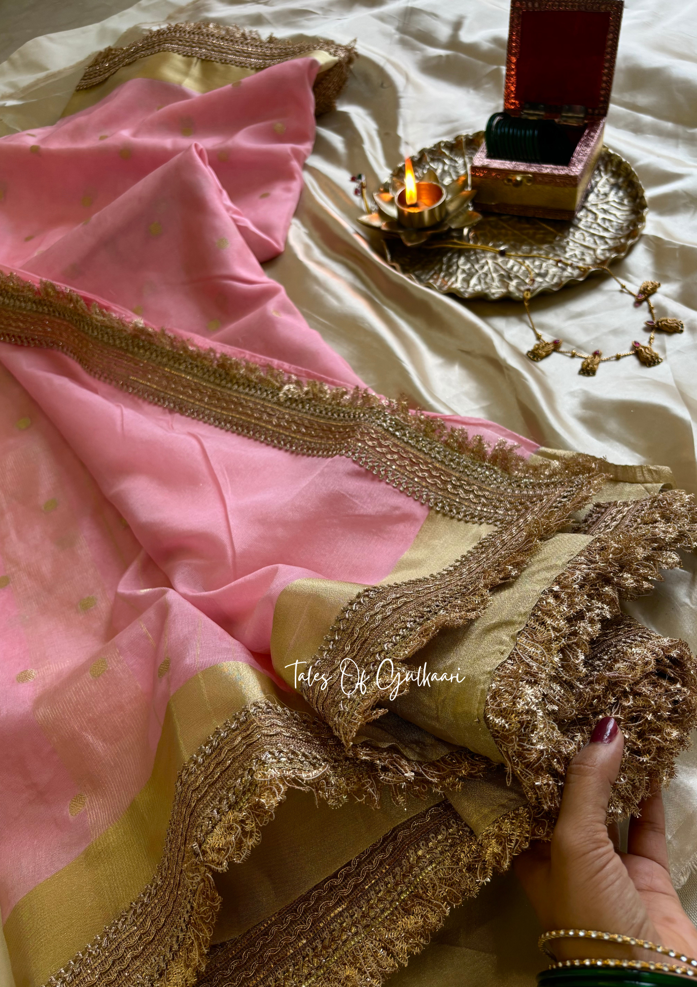 The Peachy ~ Pink - Soft Banarasi Silk from the Laal-Husn design with Gotappati lace work