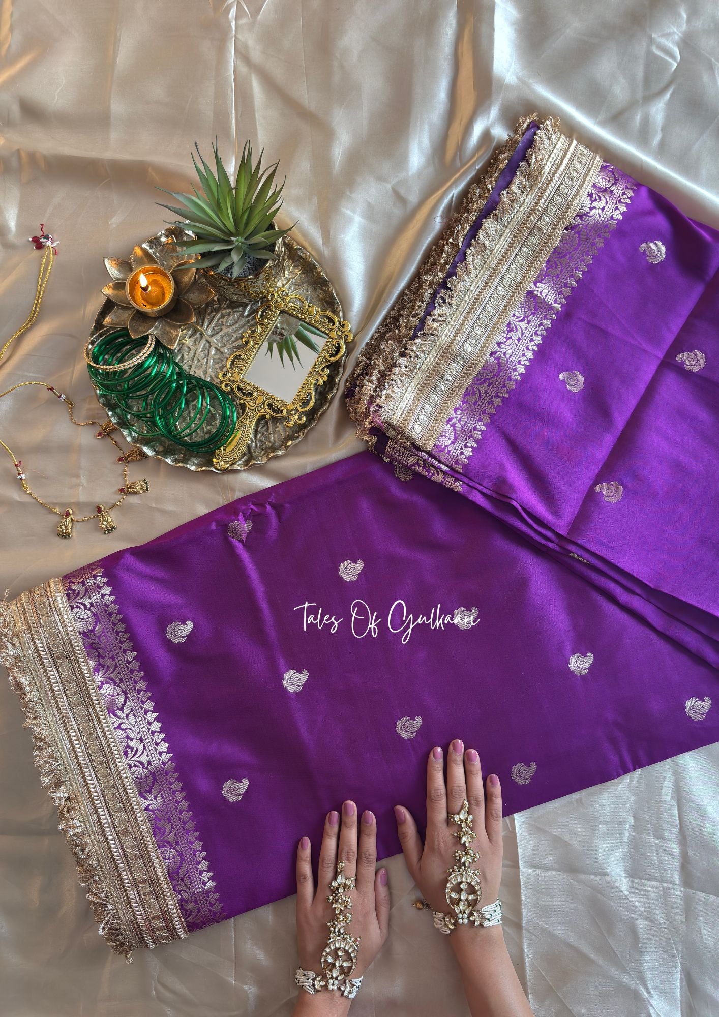 The Nazakat ~ Soft Silk Saree In Lavender with Lace Work