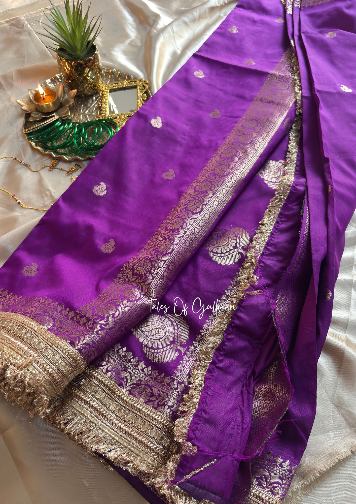 The Nazakat ~ Soft Silk Saree In Lavender with Lace Work