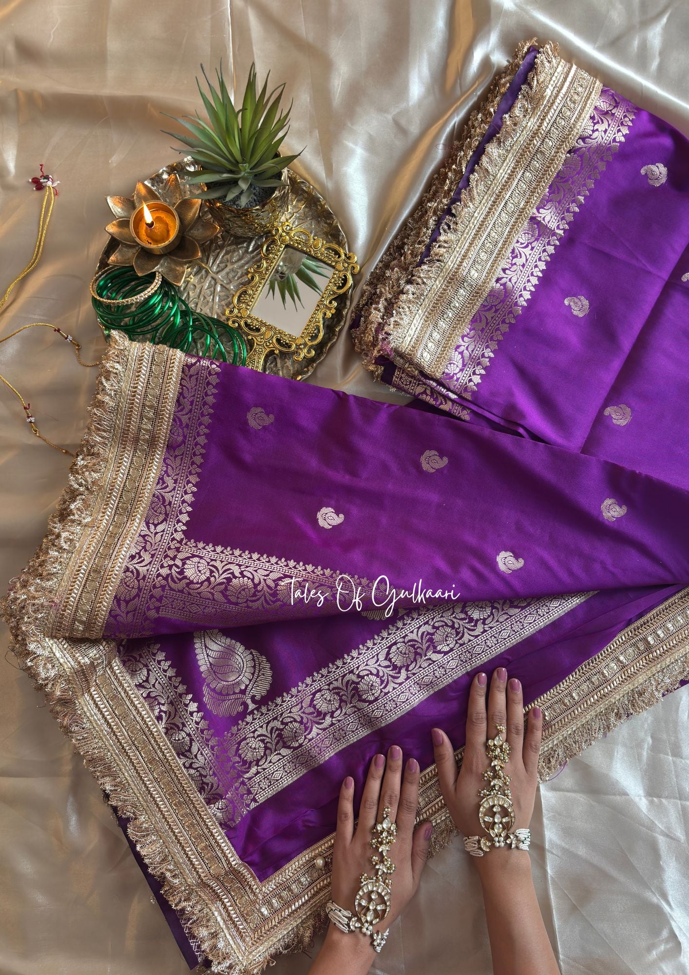 The Nazakat ~ Soft Silk Saree In Lavender with Lace Work