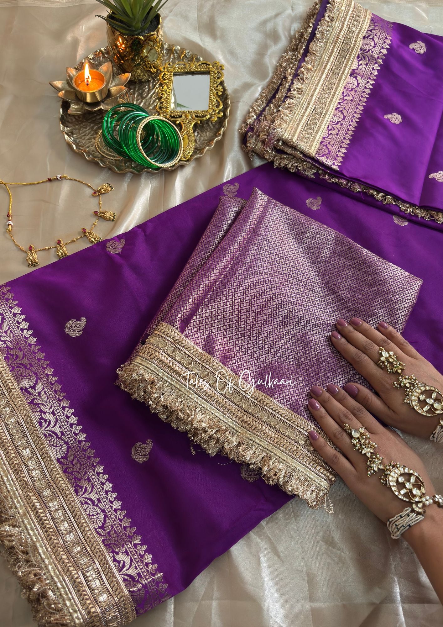 The Nazakat ~ Soft Silk Saree In Lavender with Lace Work