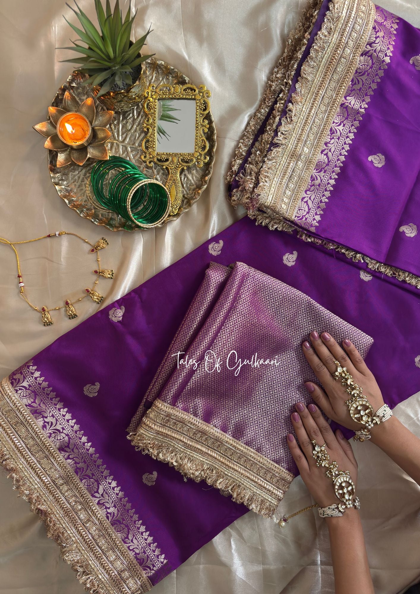 The Nazakat ~ Soft Silk Saree In Lavender with Lace Work