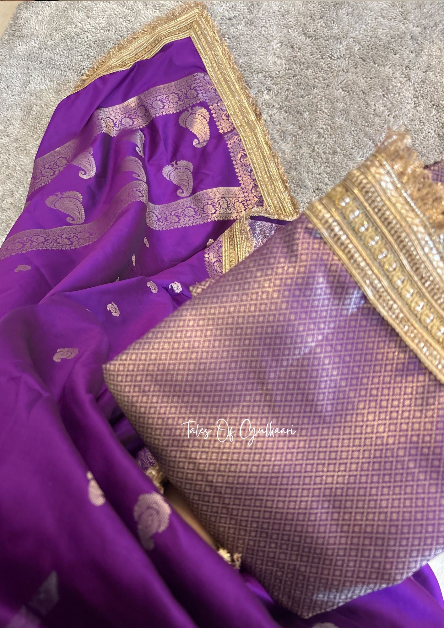The Nazakat ~ Soft Silk Saree In Lavender with Lace Work