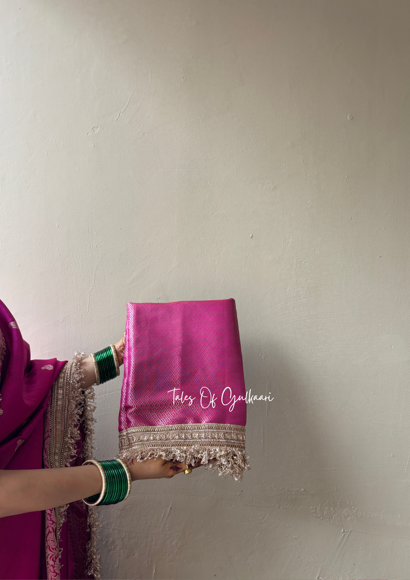 The Nazakat ~ Soft Silk Saree In Hot Pink with Lace Work