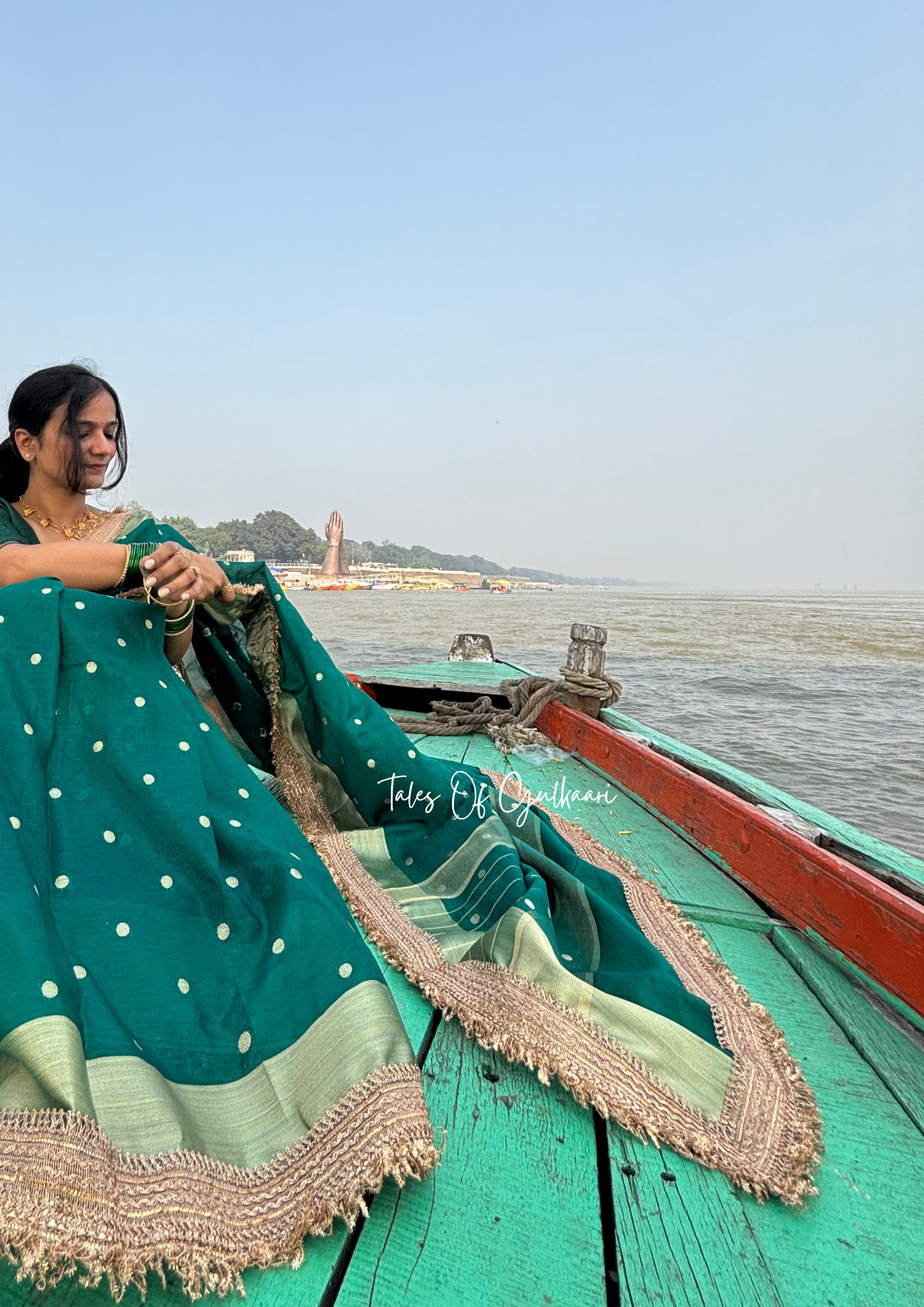 The Green - Soft Banarasi Silk from the Laal-Husn design with Gotappati lace work
