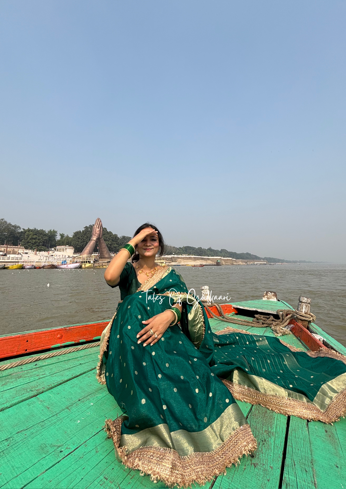 The Green - Soft Banarasi Silk from the Laal-Husn design with Gotappati lace work