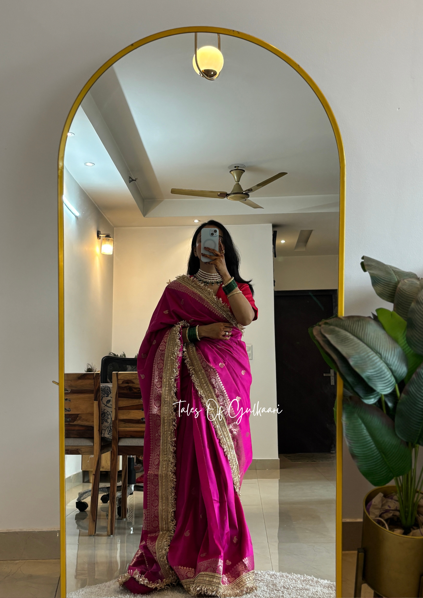 The Nazakat ~ Soft Silk Saree In Hot Pink with Lace Work