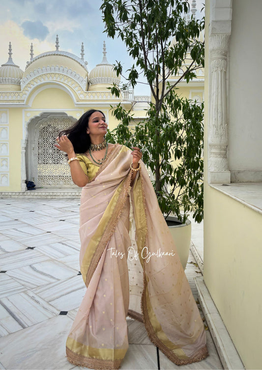 The Beige - Soft Banarasi Silk from the Laal-Husn design with Gotappati lace work