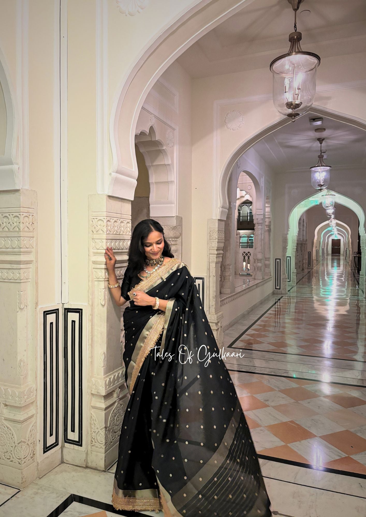 The Black - Soft Banarasi Silk from the Laal-Husn design with Gotappati lace work