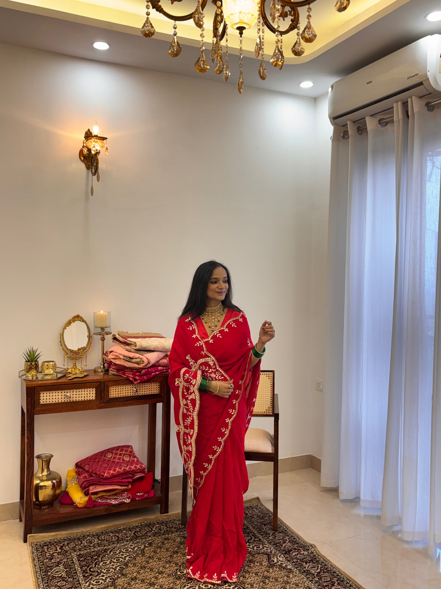 Rajputana Inspired – Soft Silk Gota & Pearl Pallu Edit ~ Red