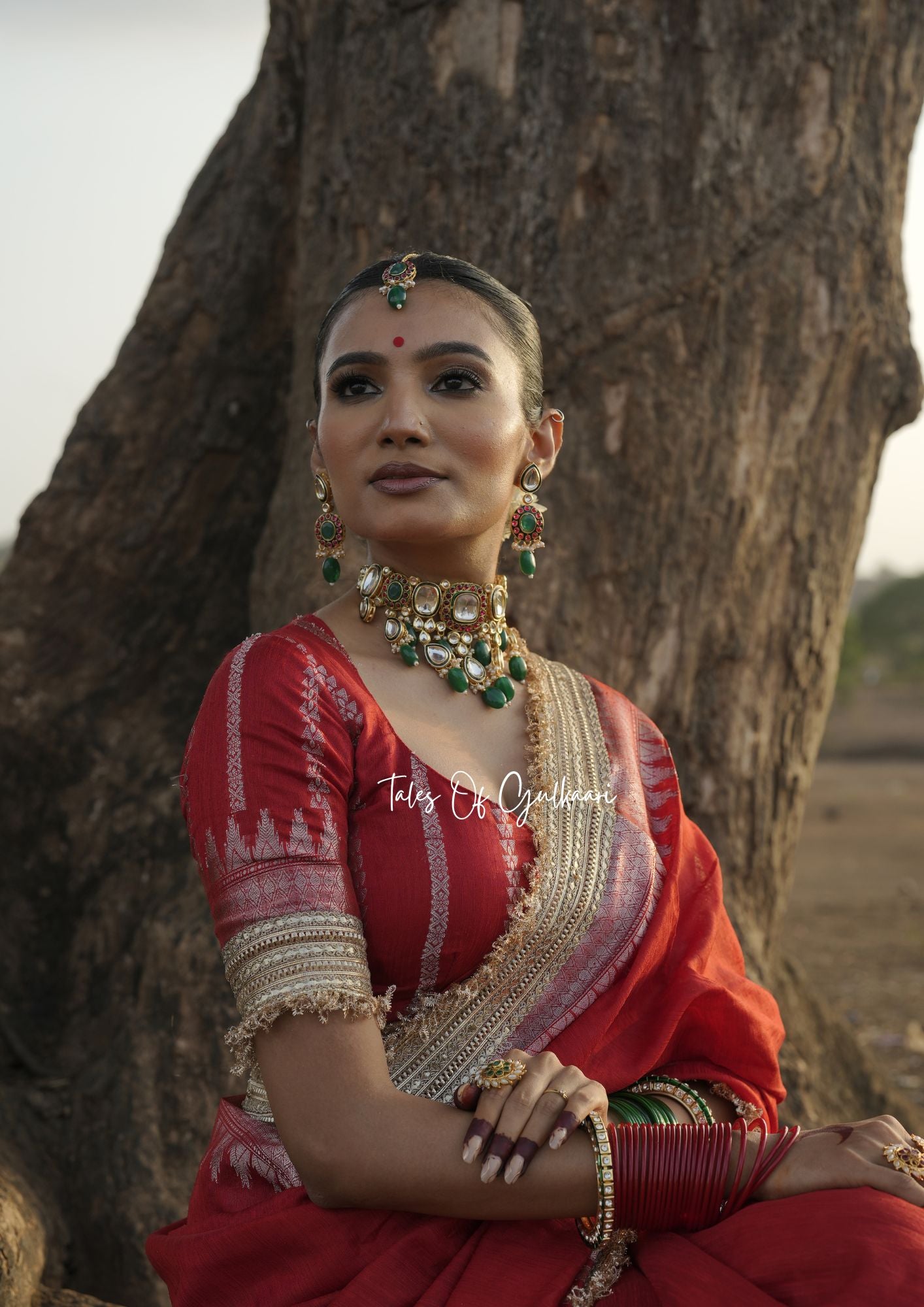 The “Mandap” Saree - Premium Ghiccha Cotton Saree In Red with Weaving Work