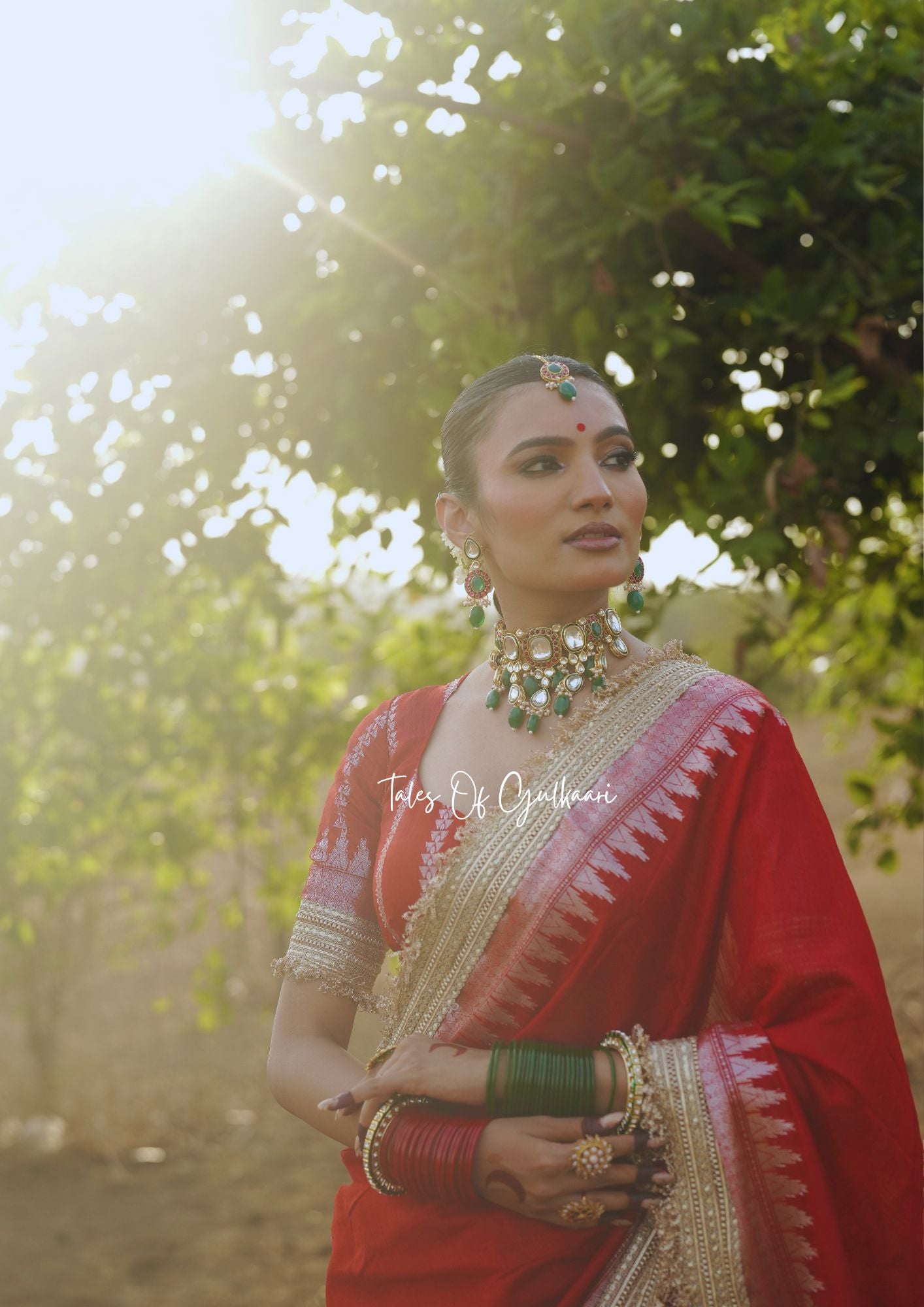 The “Mandap” Saree - Premium Ghiccha Cotton Saree In Red with Weaving Work