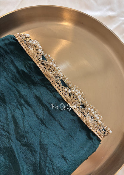 The Meher ~ Butter Silk Saree in Pink with Contrast Blouse & Lace Work