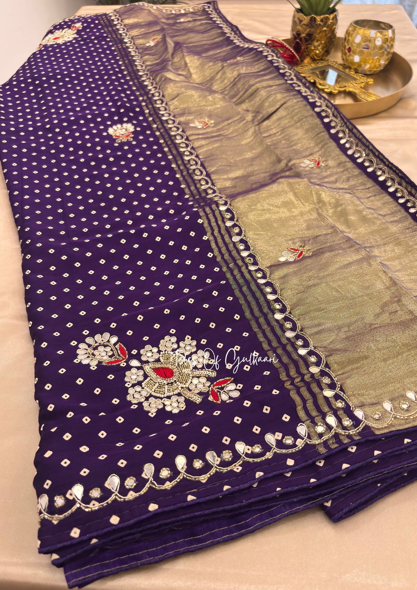 The Rajsi Bandhej - Premium Soft Modal Dola Silk Saree with Lagdi Patta - Purple✨
