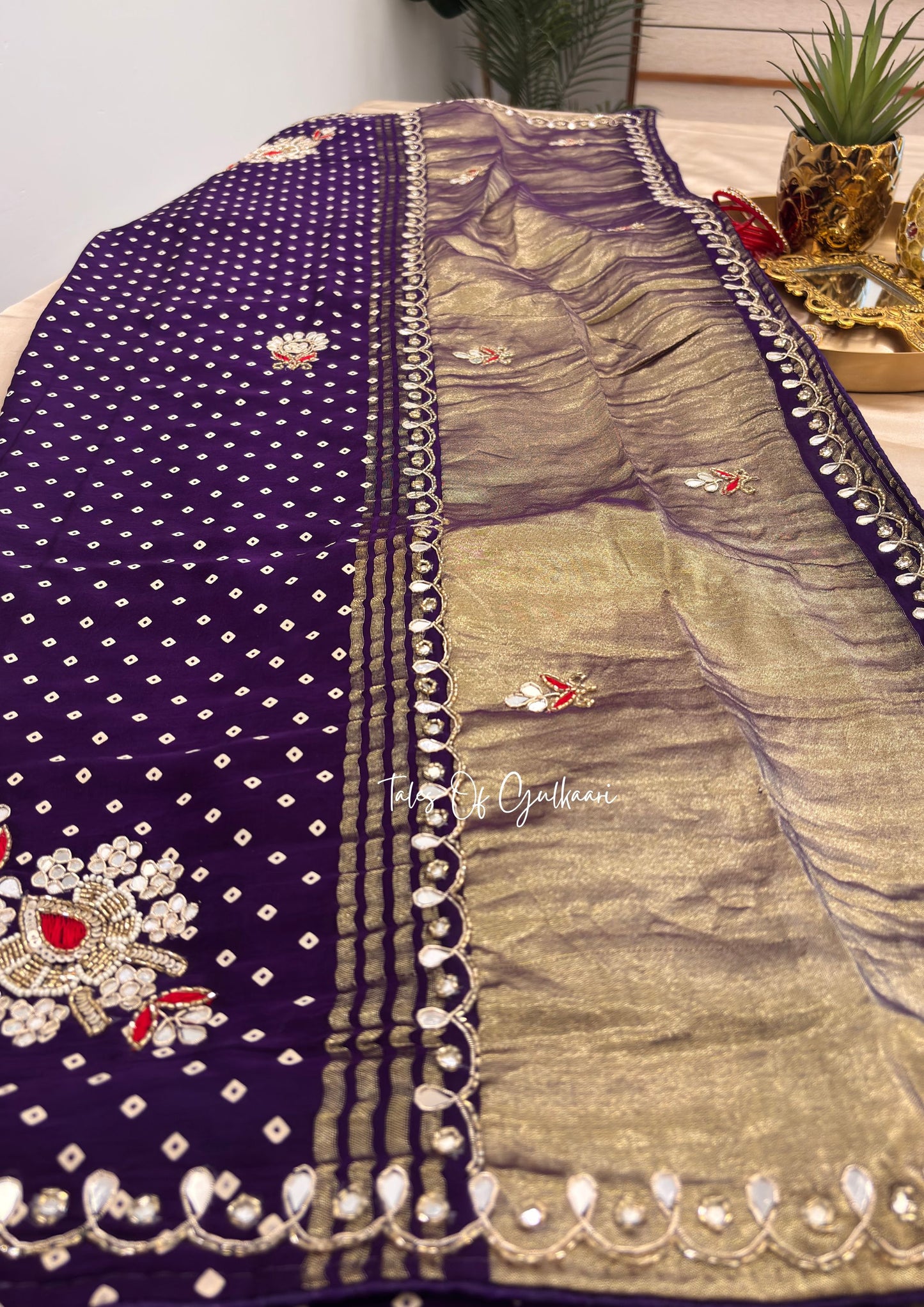 The Rajsi Bandhej - Premium Soft Modal Dola Silk Saree with Lagdi Patta - Purple✨
