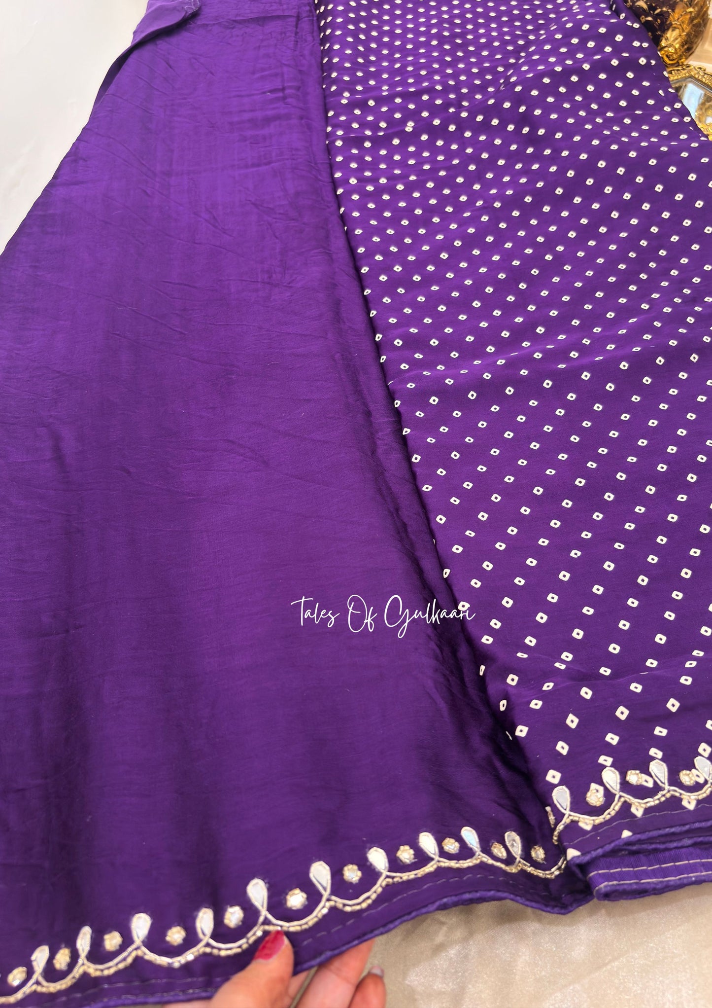 The Rajsi Bandhej - Premium Soft Modal Dola Silk Saree with Lagdi Patta - Purple✨