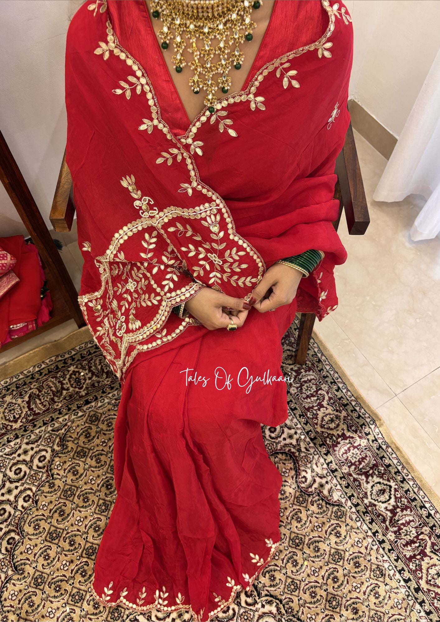Rajputana Inspired – Soft Silk Gota & Pearl Pallu Edit ~ Red