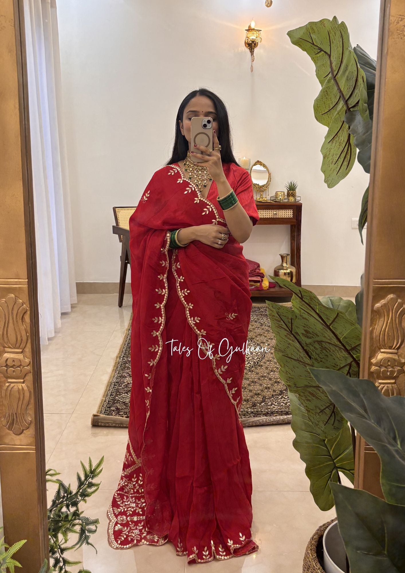 Rajputana Inspired – Soft Silk Gota & Pearl Pallu Edit ~ Red