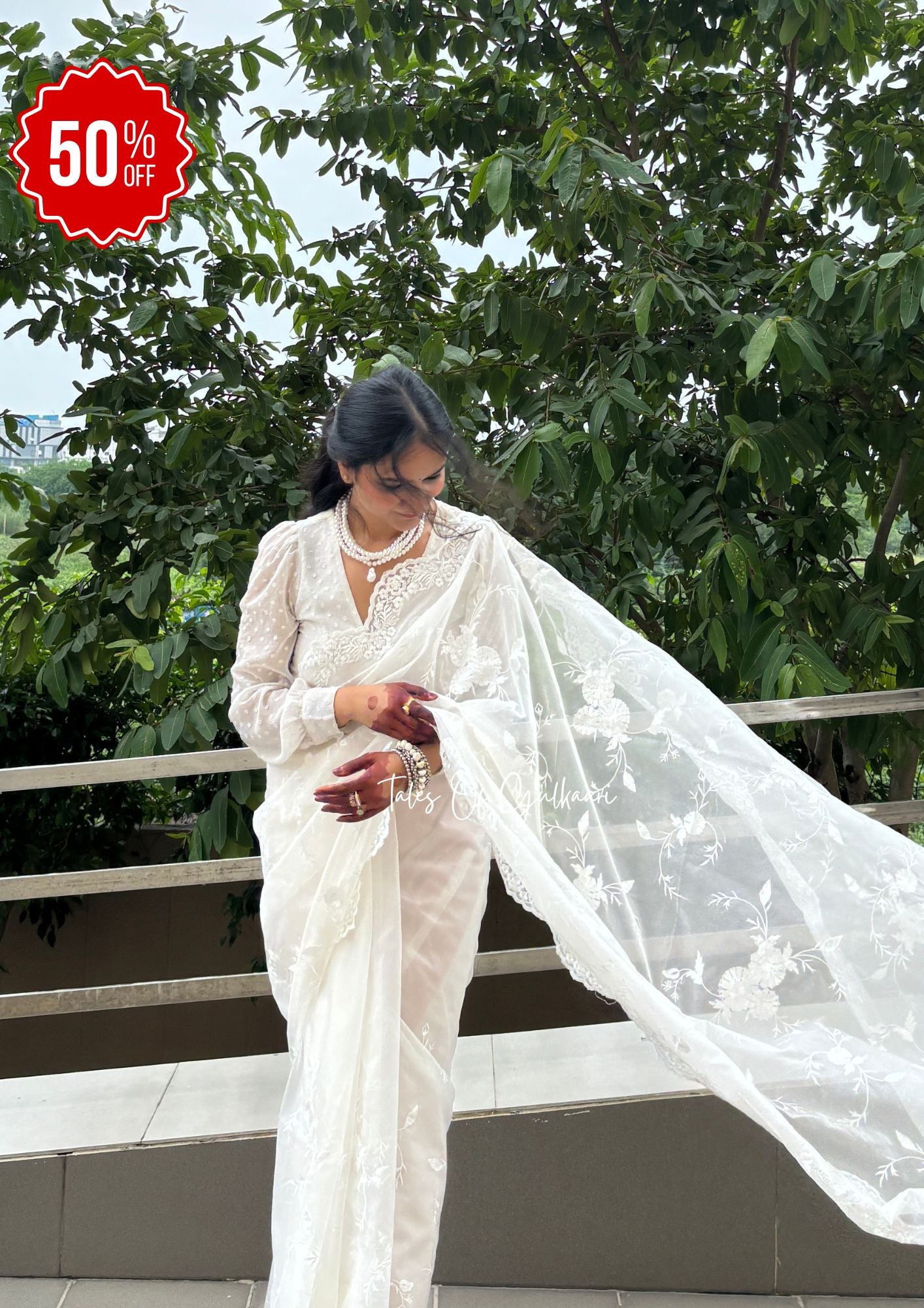 The Serene White - Kora Organza Saree