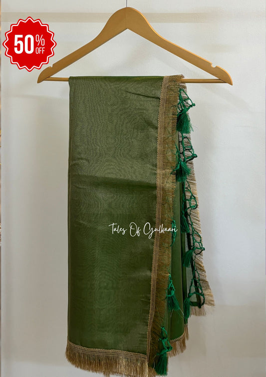 The Metallic Green Kiran Lace- Tissue Banarasi silk from "The Sakhi Collection"