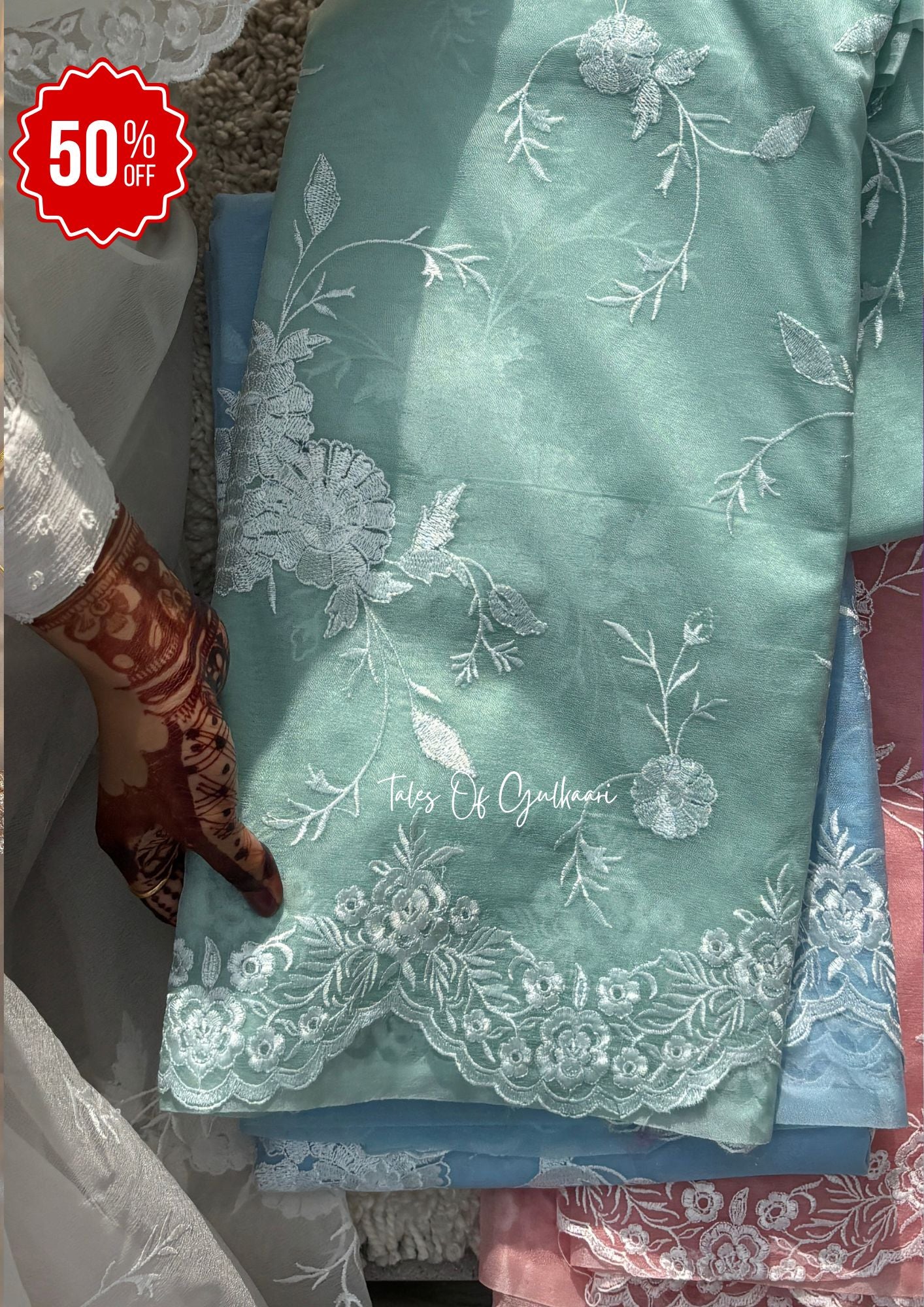 The Fresh Pastel Green - Kora Organza Saree