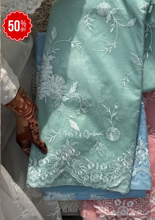 The Fresh Pastel Green - Kora Organza Saree