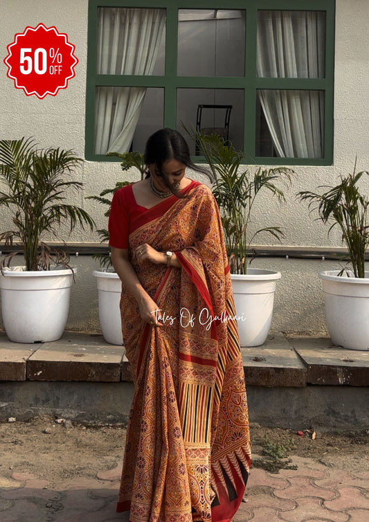 The Yellow Heaven - Hand-Block Prints Soft Mul Cotton Saree