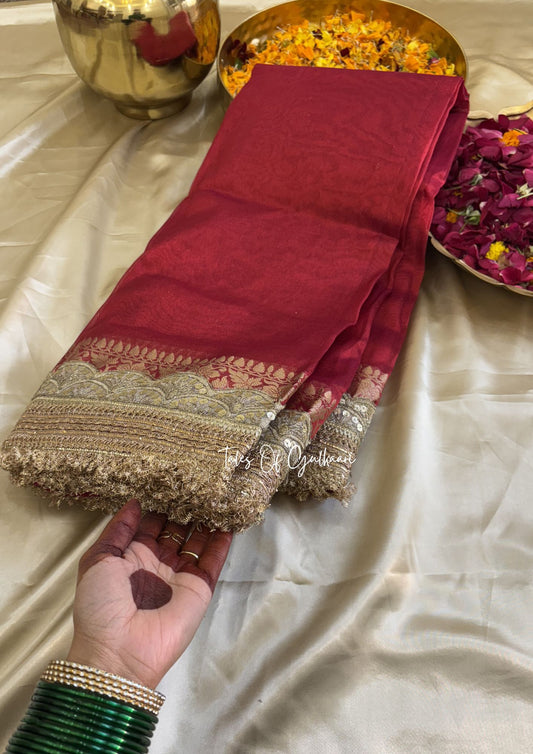 Sakhi Collection 2.0 ~ The Red- Tissue Banarasi Silk