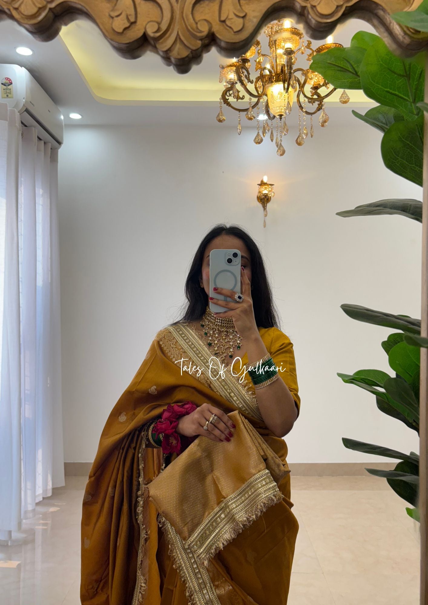 The Nazakat ~ Soft Silk Saree In Mustard Yellow with Lace Work