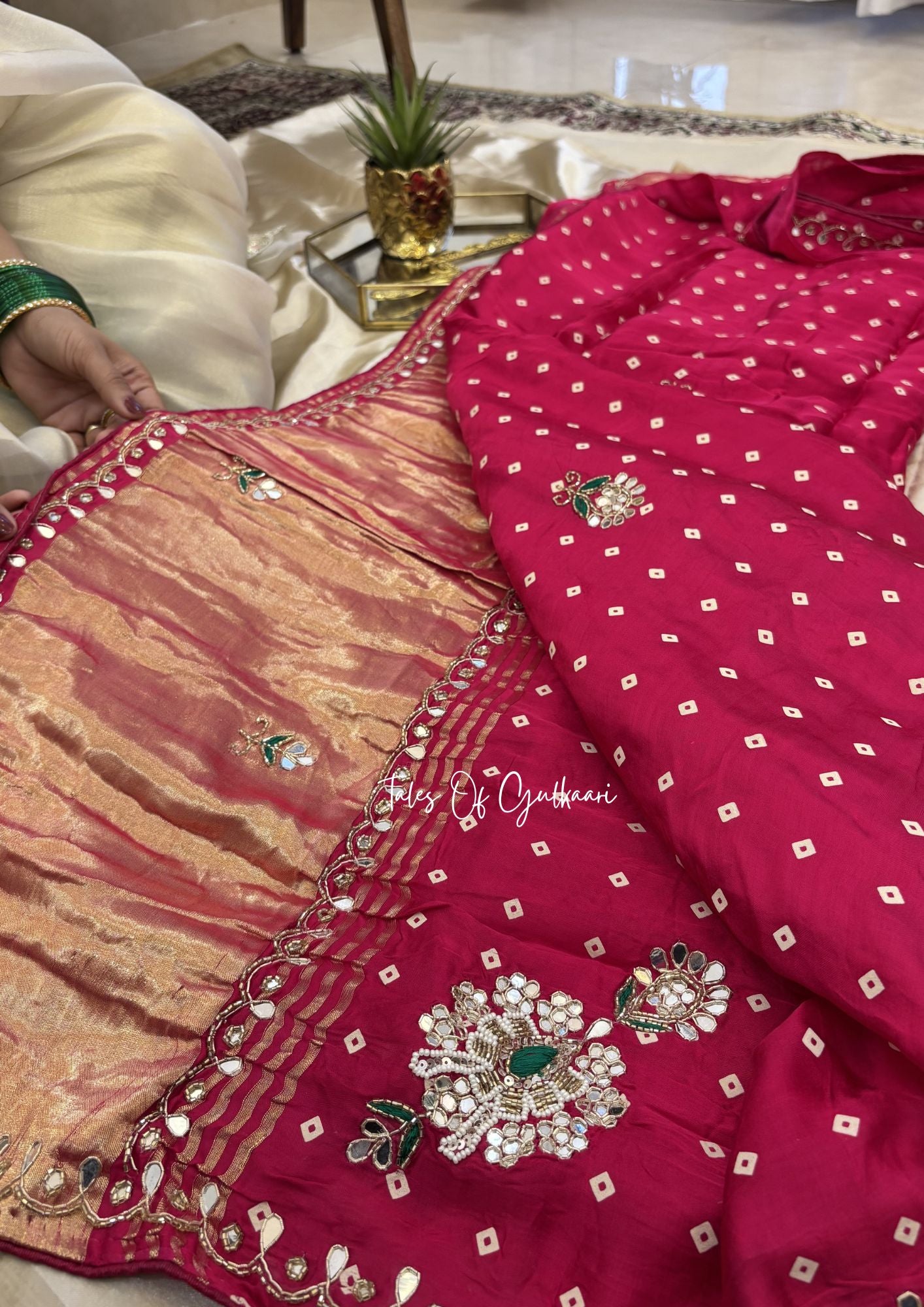 The Rajsi Bandhej ~ Premium Soft Modal Dola Silk Saree with Lagdi Patta ~ Pink✨