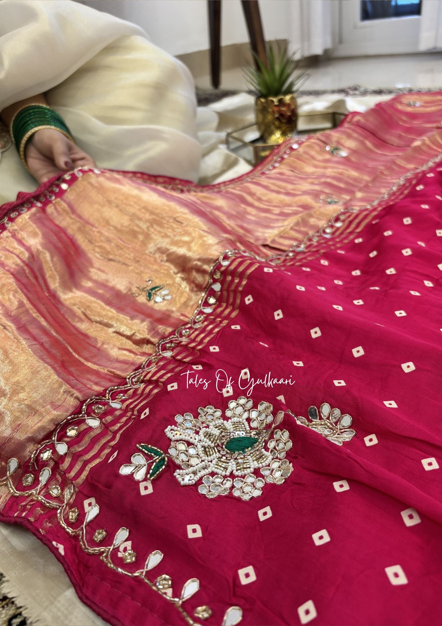 The Rajsi Bandhej ~ Premium Soft Modal Dola Silk Saree with Lagdi Patta ~ Pink✨
