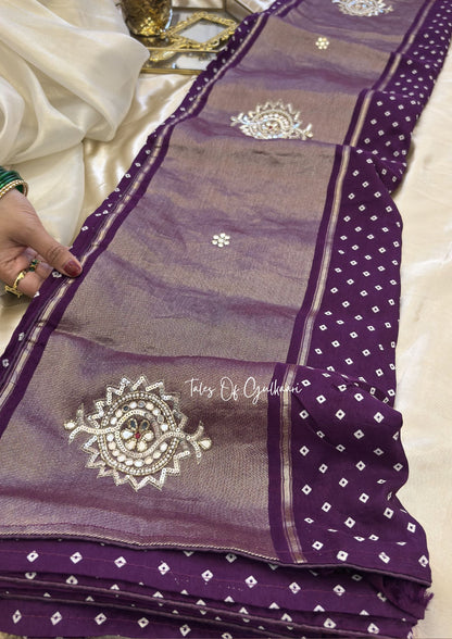 The Bandhej ~ Soft Uppada Silk Saree with Zari pallu ~ Purple