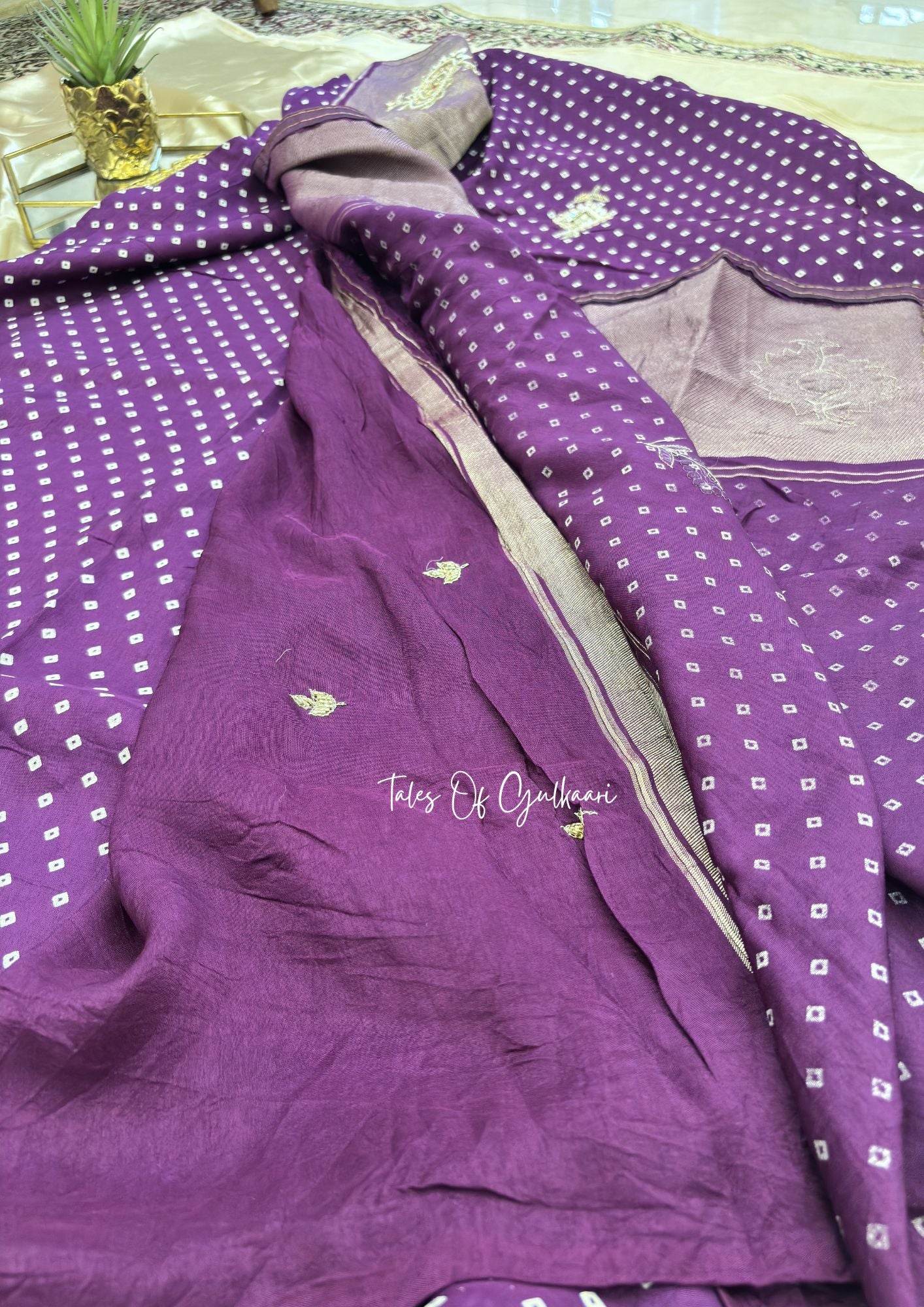 The Bandhej ~ Soft Uppada Silk Saree with Zari pallu ~ Purple