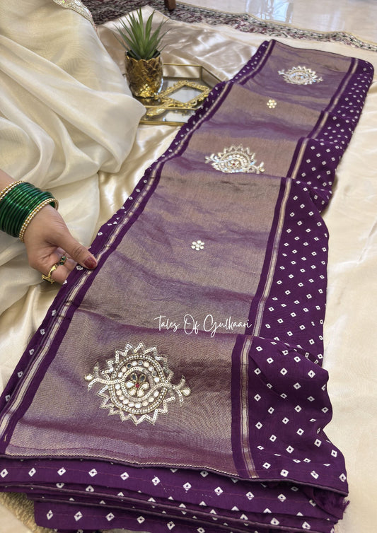 The Bandhej ~ Soft Uppada Silk Saree with Zari pallu ~ Purple