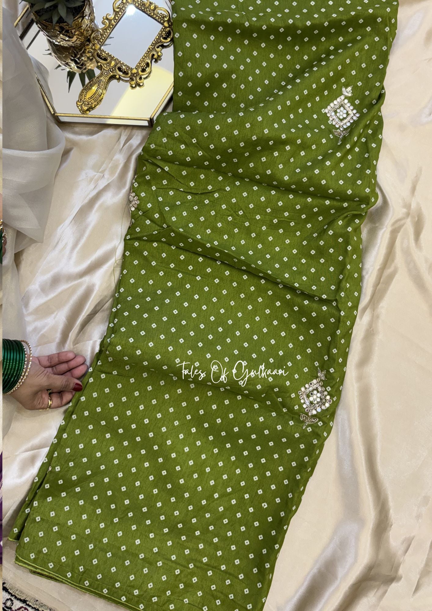 The Bandhej ~ Soft Uppada Silk Saree with Zari pallu ~ Green