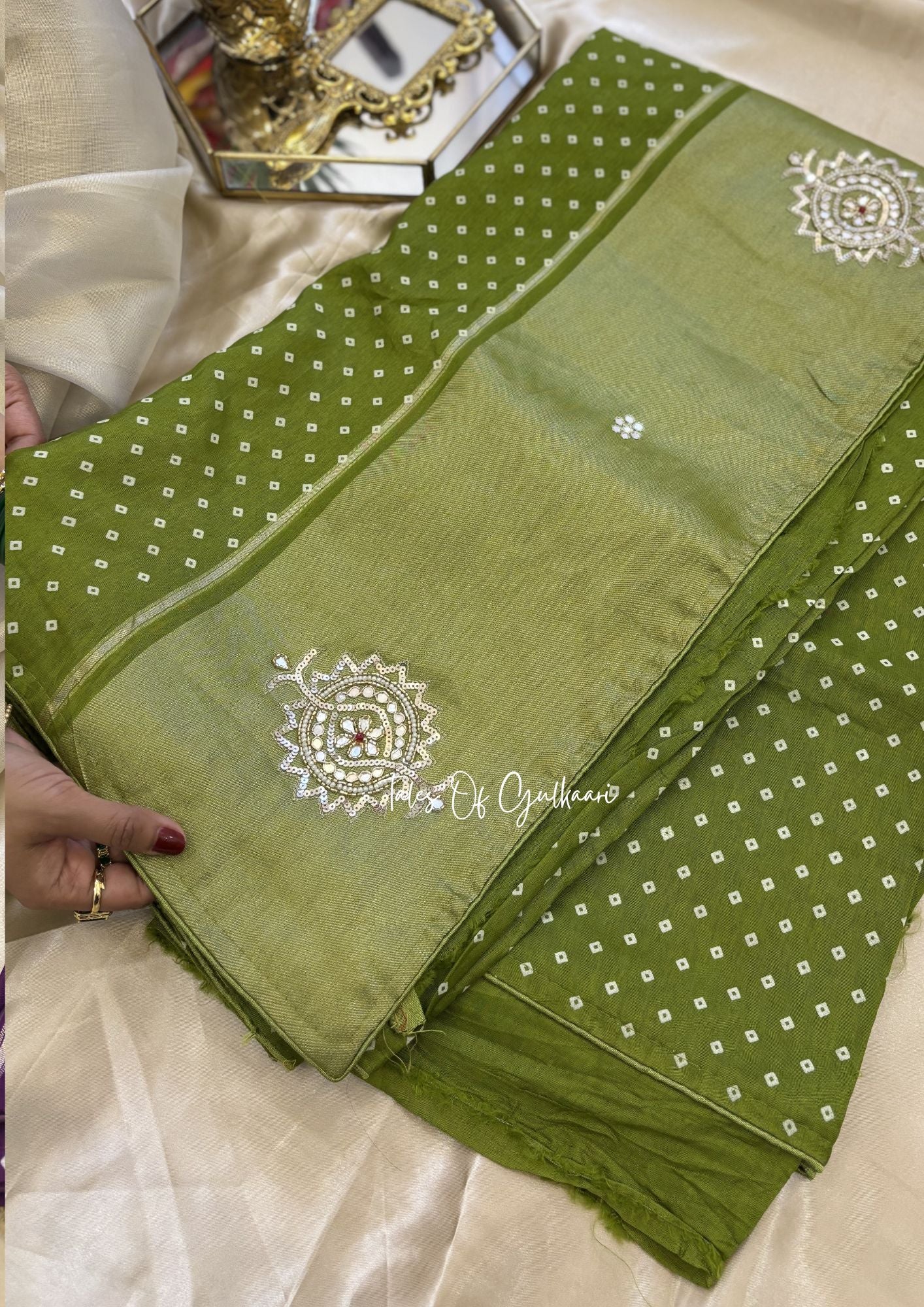 The Bandhej ~ Soft Uppada Silk Saree with Zari pallu ~ Green