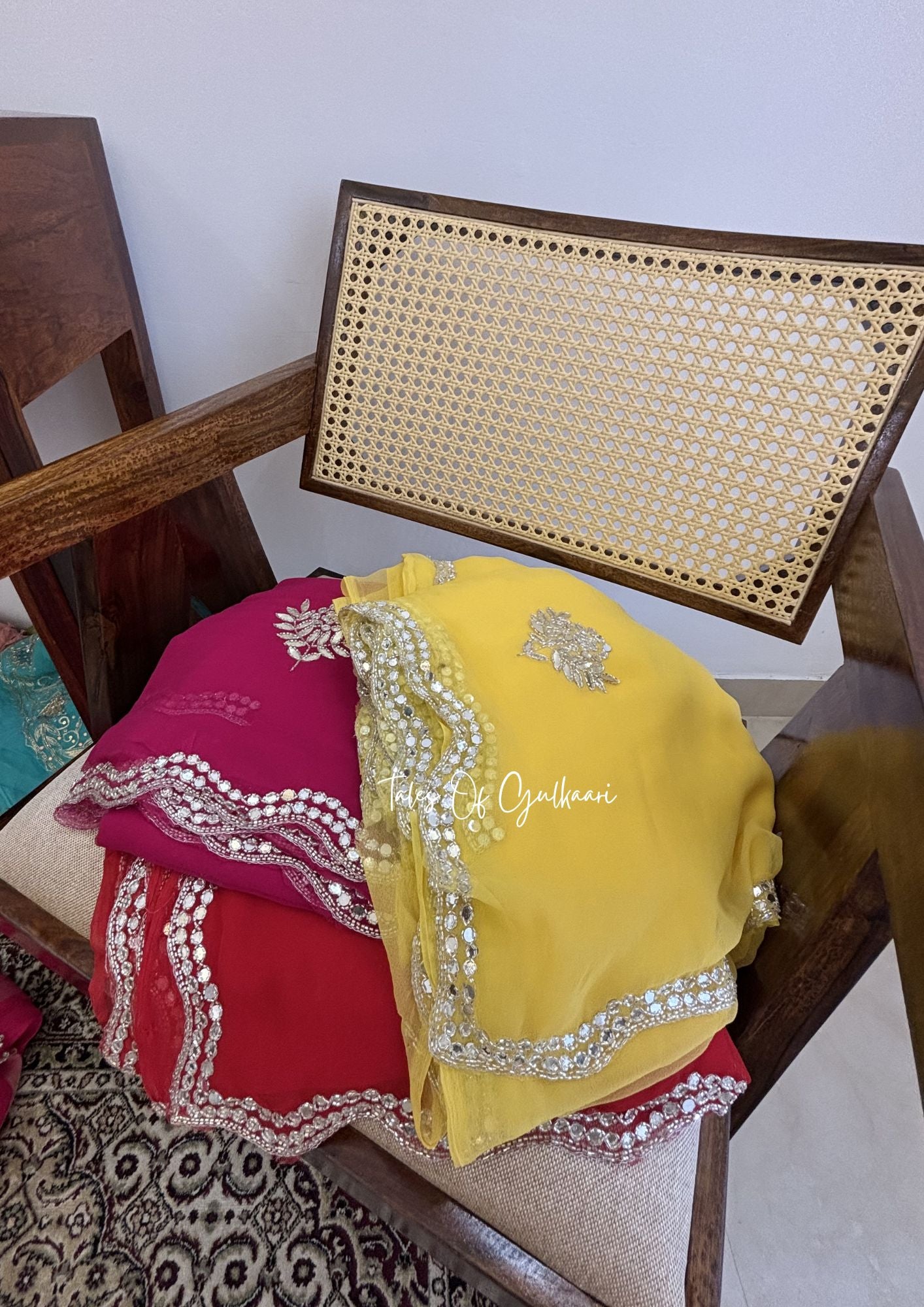 Sheesh Mahal Premium Soft Georgette Saree – Mirror Gota Elegance ~ Lemon Yellow