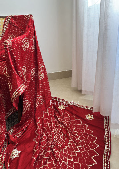 Rang-E-Riwaayat – Soft Modal Silk Bandhej Saree ~ Red