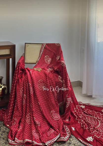 Rang-E-Riwaayat – Soft Modal Silk Bandhej Saree ~ Red