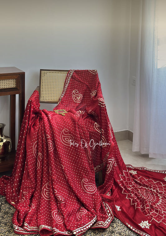 Rang-E-Riwaayat – Soft Modal Silk Bandhej Saree ~ Red