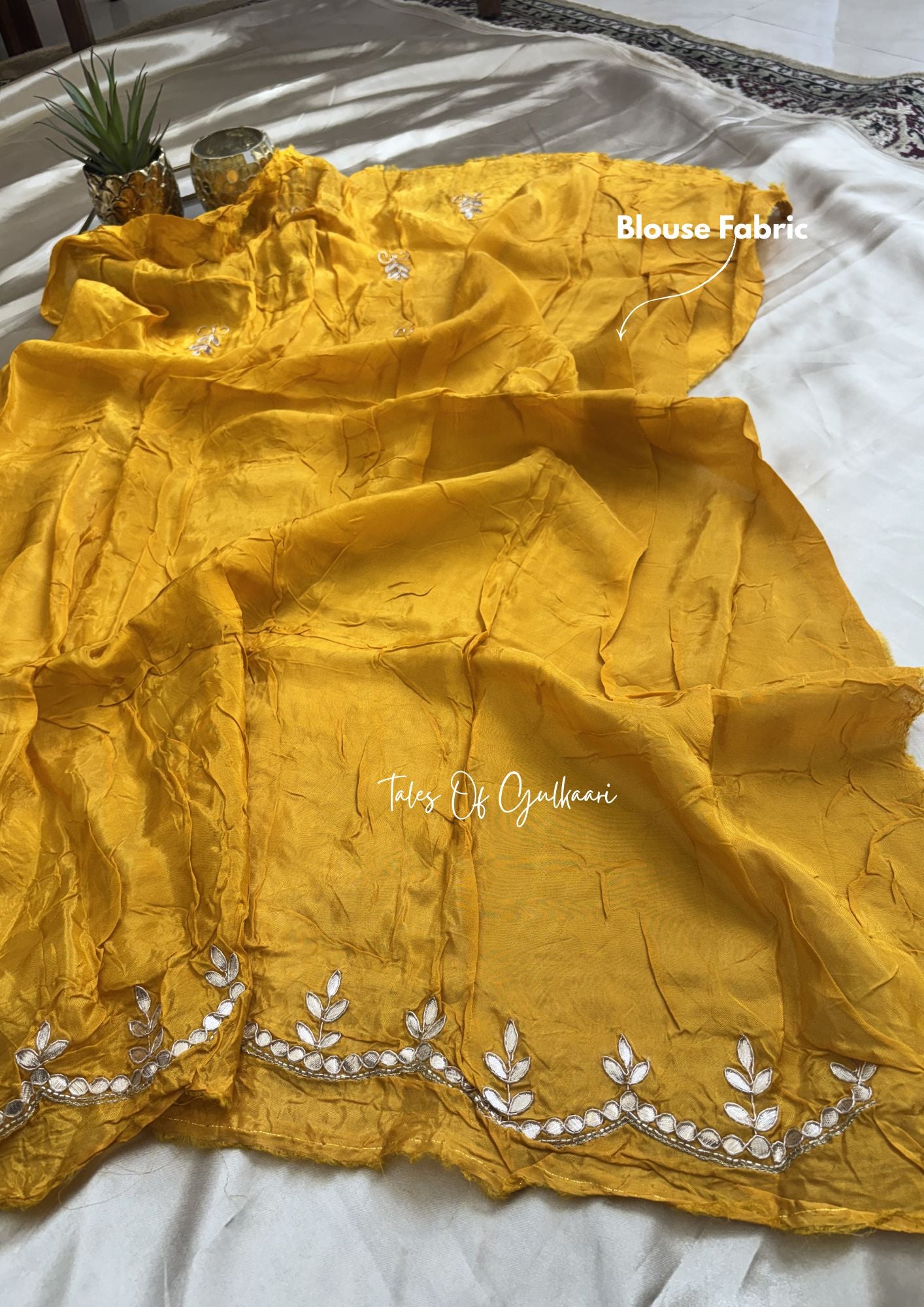 Rajputana Inspired – Soft Silk Gota & Pearl Pallu Edit ~ Mustard Yellow