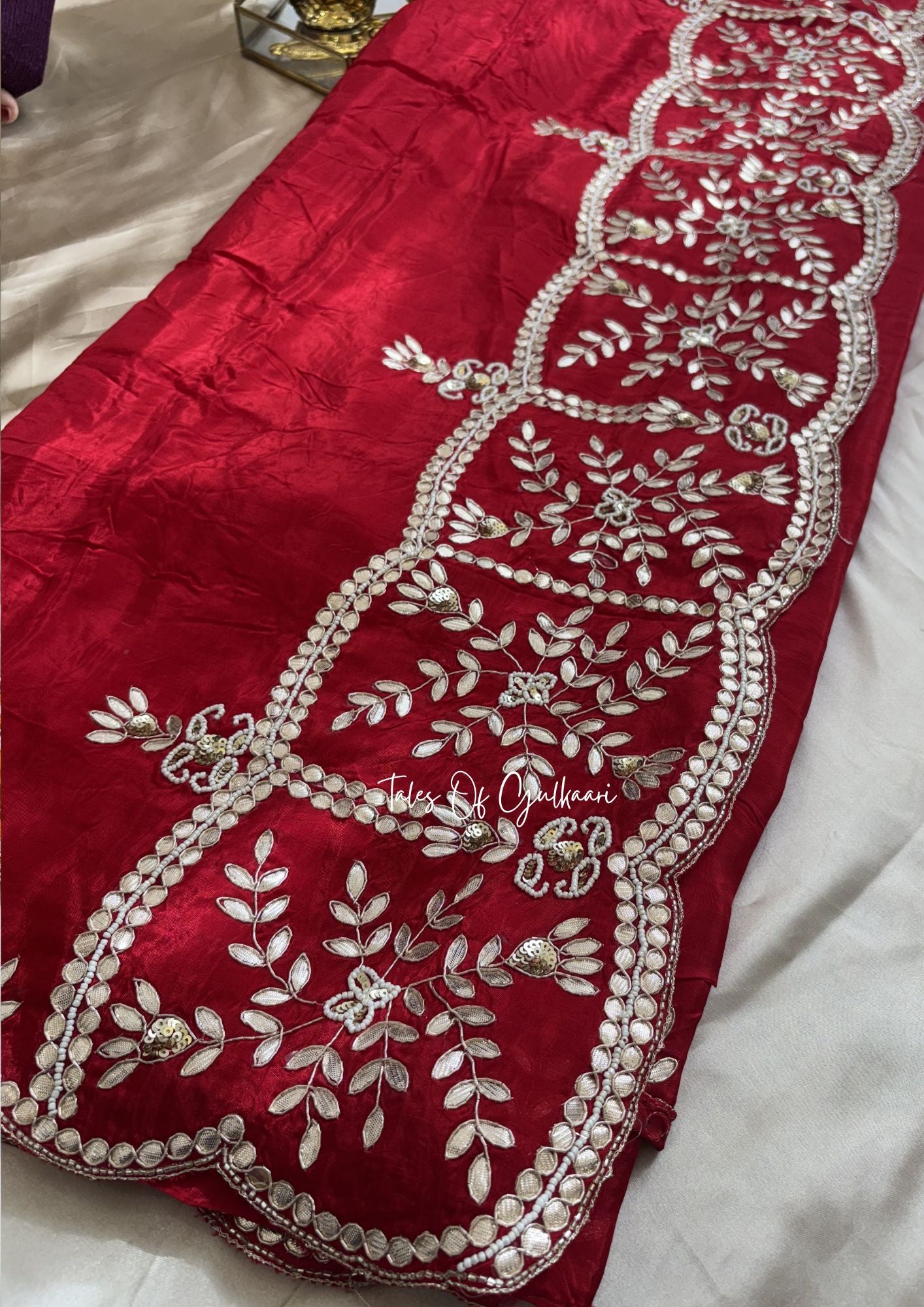 Rajputana Inspired – Soft Silk Gota & Pearl Pallu Edit ~ Red