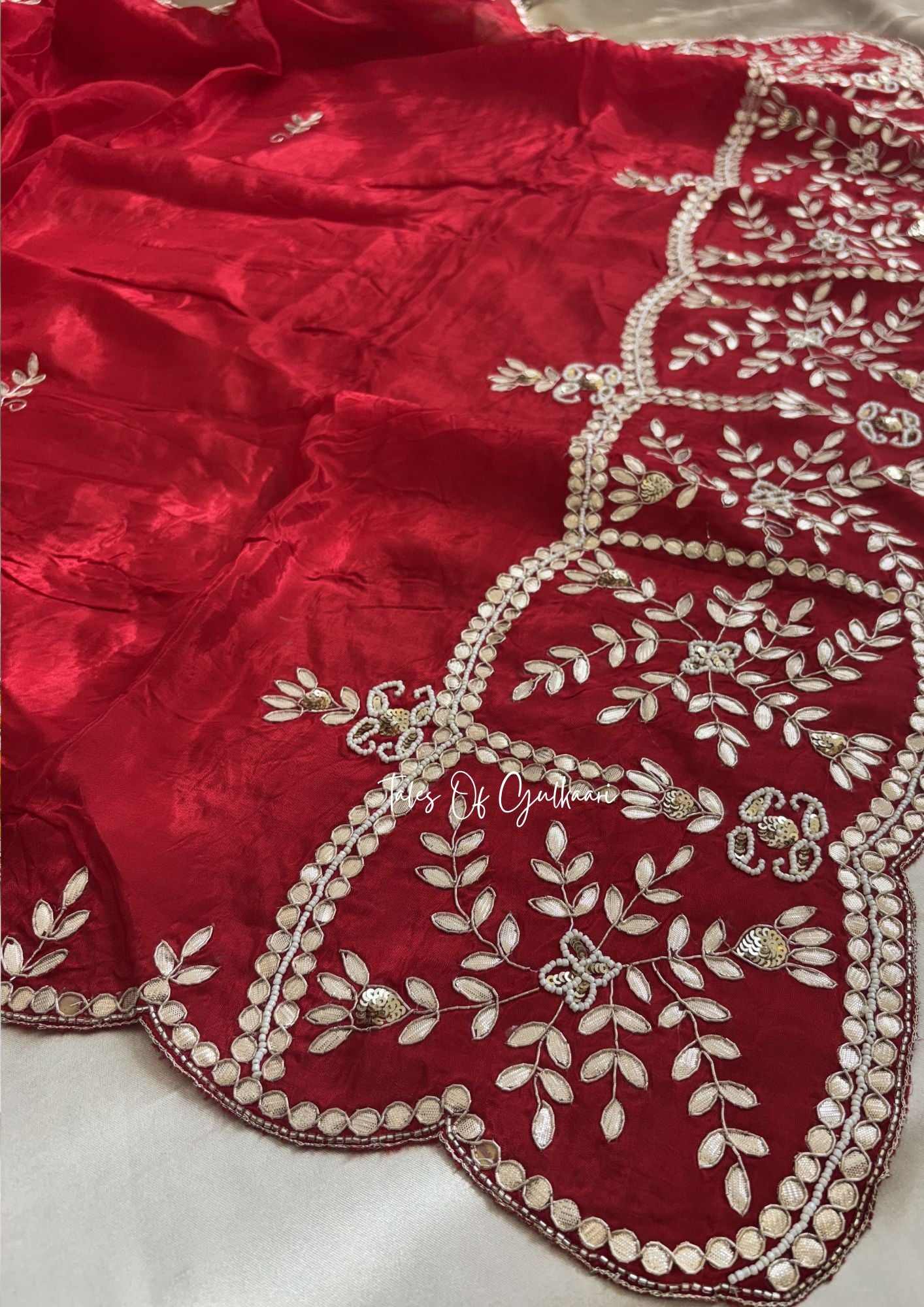 Rajputana Inspired – Soft Silk Gota & Pearl Pallu Edit ~ Red
