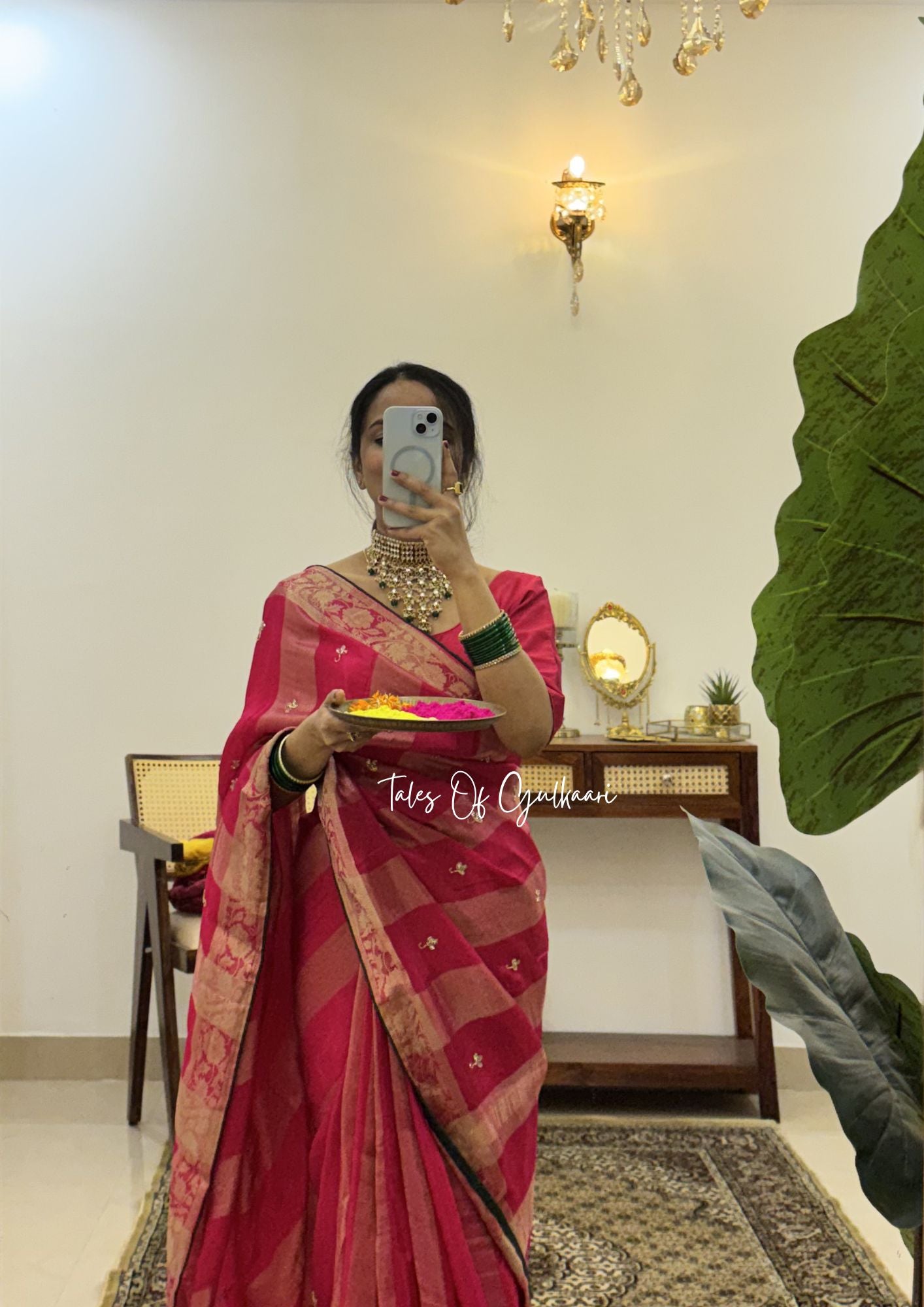Gulaabi Jashn – Soft Silk Blend Jarkan Saree ~ Pink