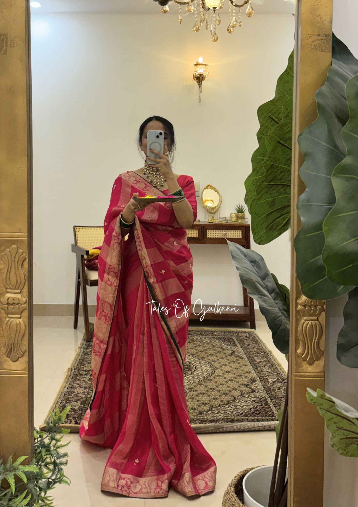Gulaabi Jashn – Soft Silk Blend Jarkan Saree ~ Pink