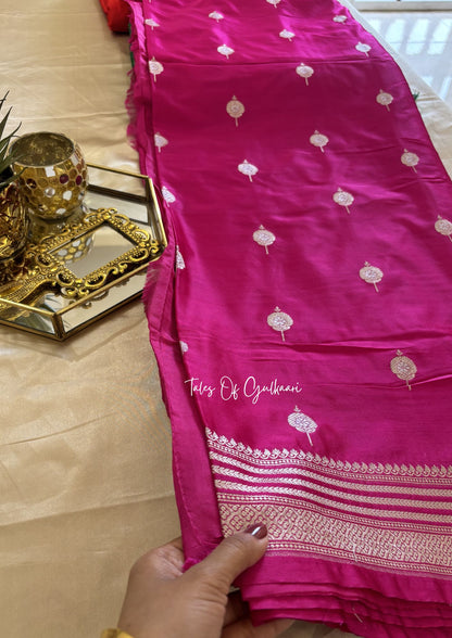 Adhaah ~ Soft Mashru Katan Silk Saree In Pink
