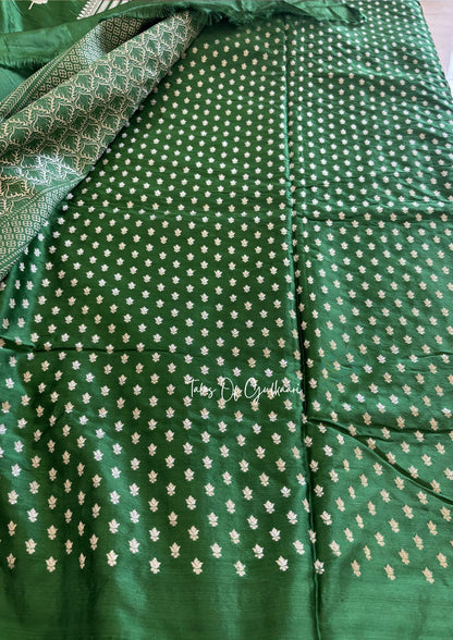 Adhaah ~ Soft Mashru Katan Silk Saree In Green