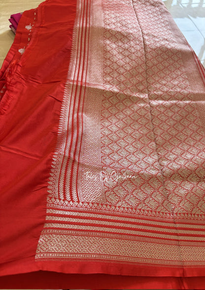 Adhaah ~ Soft Mashru Katan Silk Saree In Red