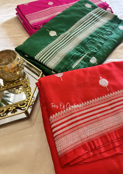 Adhaah ~ Soft Mashru Katan Silk Saree In Green