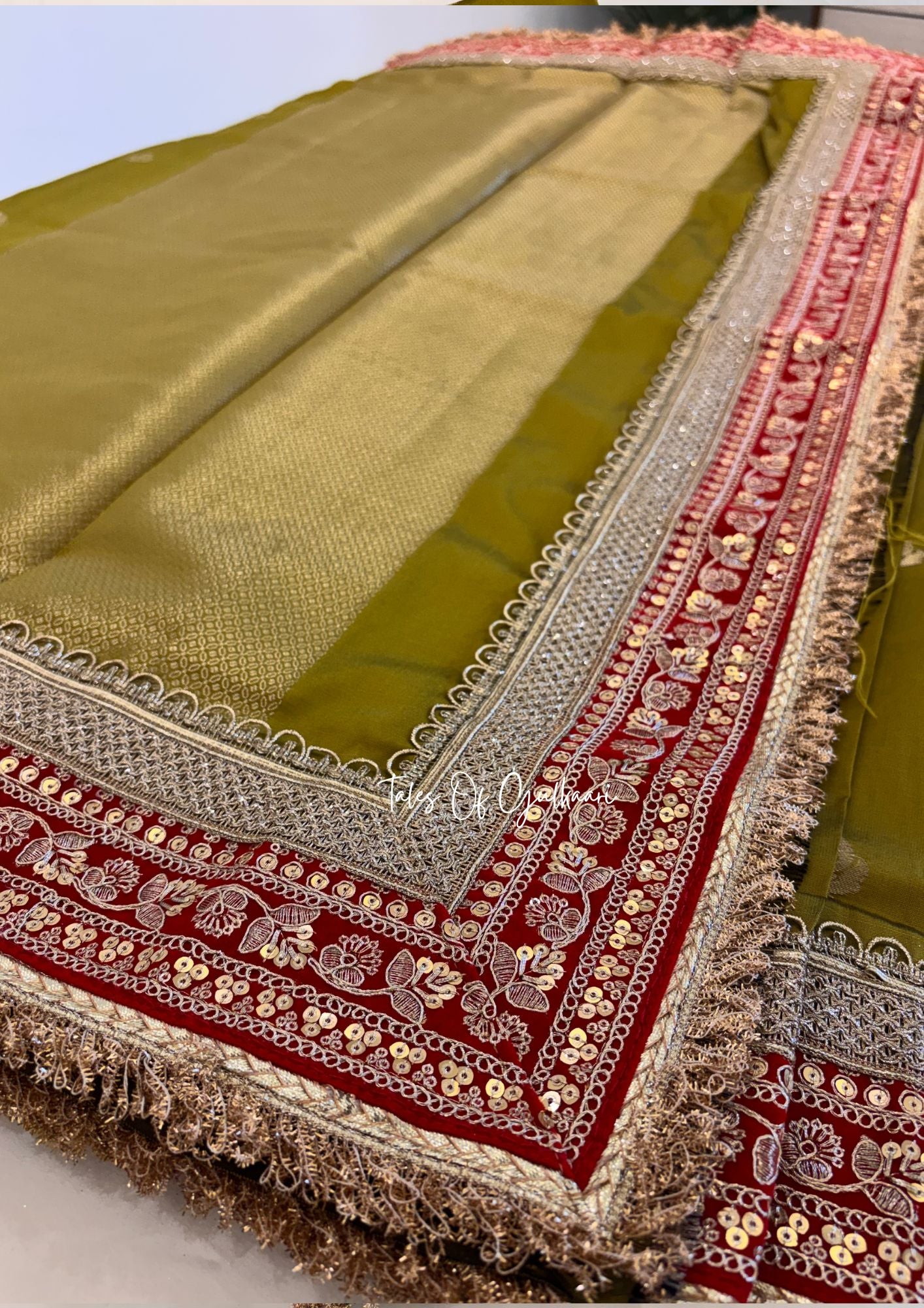 The Badhaai Ho – Bridal Soft Silk Saree in Green with Brocade Pallu & Lace Work